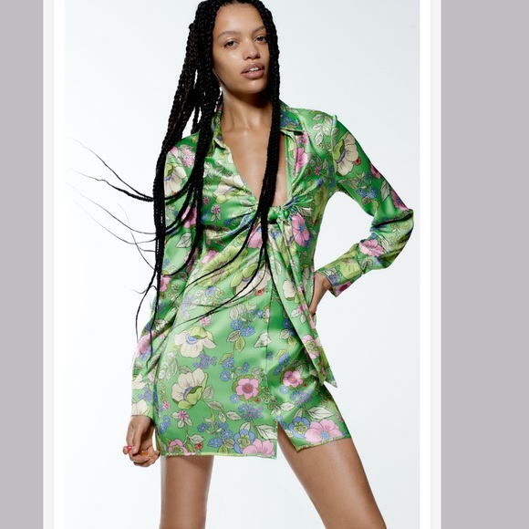 Zara Dresses Zara Satin Effect Print Dress Poshmark